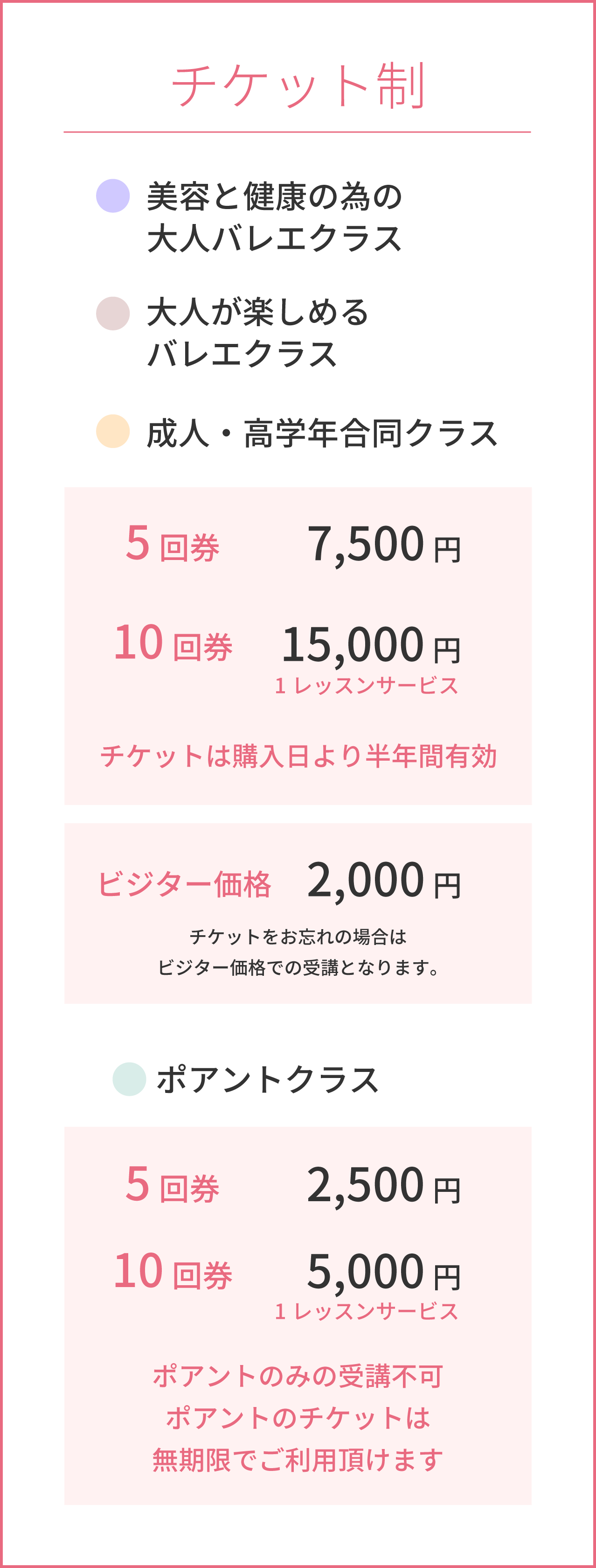 ミュゲバレエチケット料金